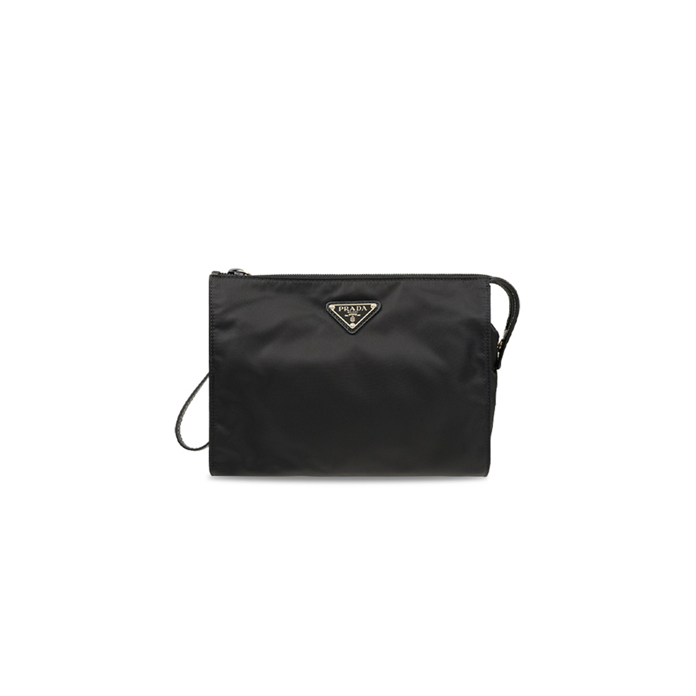 Pra*a black re-nylon clutch bag 2ne789 (22*17*6.5cm)